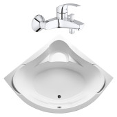 Комплект ванна K-Rossei + смеситель Cателия